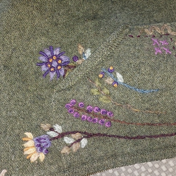 Vintage Icelandic Design Floeal Embroidered Wool Cardigan Sweater Size M Lined - Picture 4 of 10